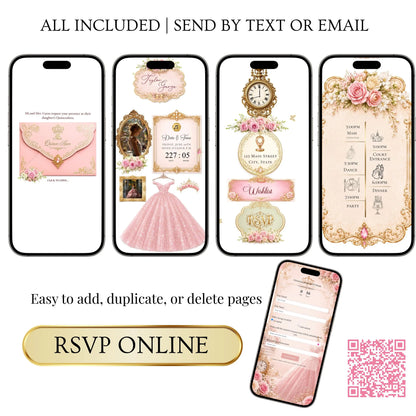 Pink Quinceañera Interactive Website Invitation