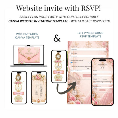 Pink Quinceañera Interactive Website Invitation