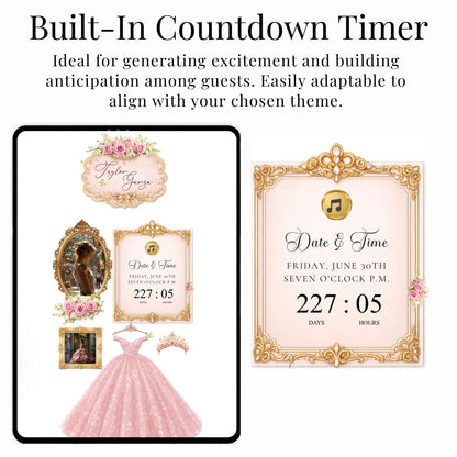 Pink Quinceañera Interactive Website Invitation