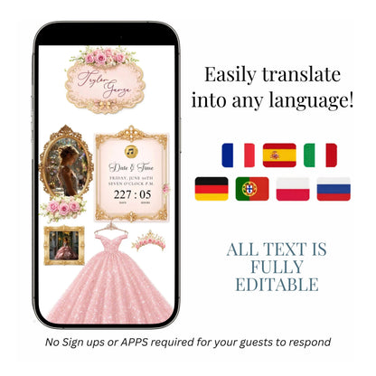 Pink Quinceañera Interactive Website Invitation