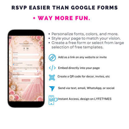 Pink Quinceañera Interactive Website Invitation
