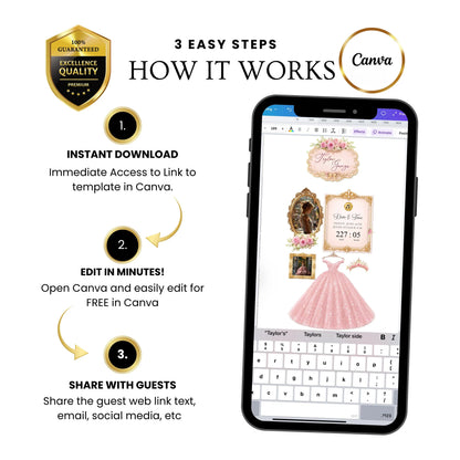 Pink Quinceañera Interactive Website Invitation