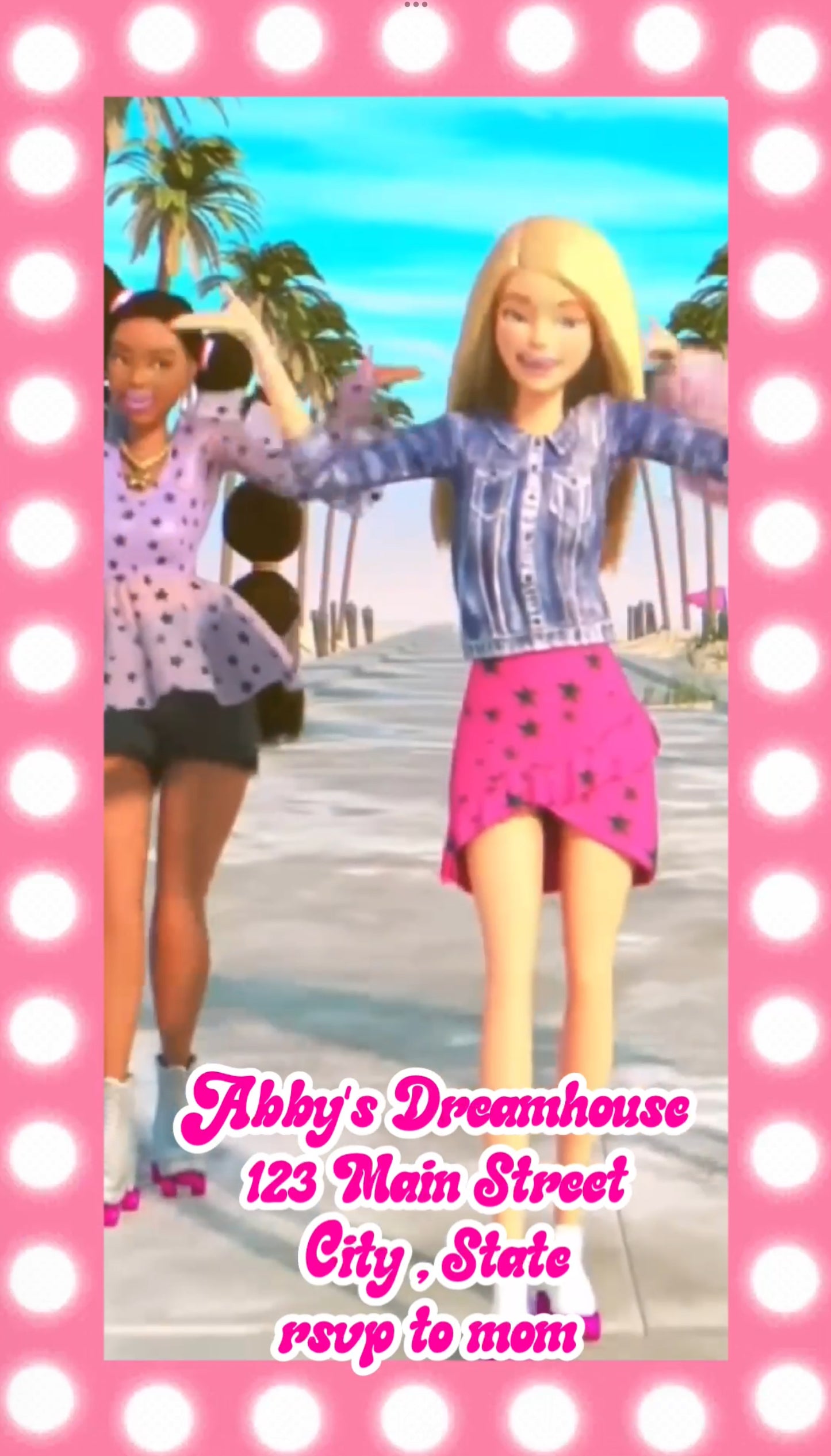 Barbie Video Invitation | Skate Barbie Birthday party Invite | Pool Party