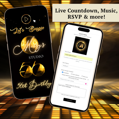 Disco Website Invitation | Soul Train RSVP Evite Website | Canva Website Template