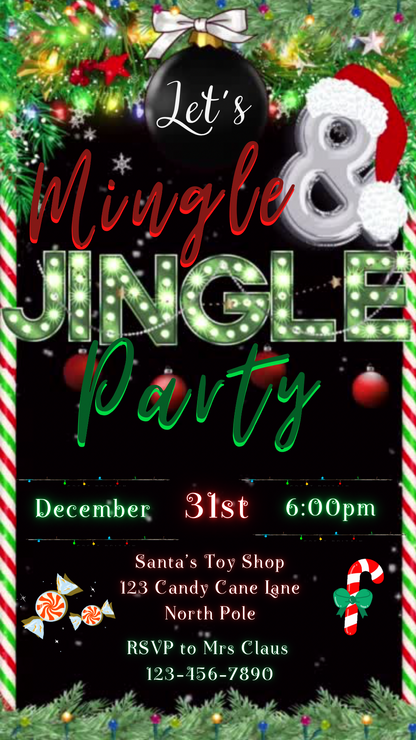 Christmas Party Video Invitation – Editable Mobile Holiday Evite with Music