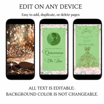 Pink Quinceañera Video Invitation Canva Template