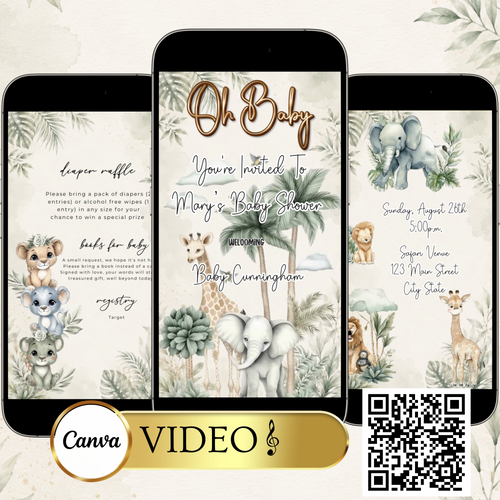 Safari Baby Shower Invitation Template