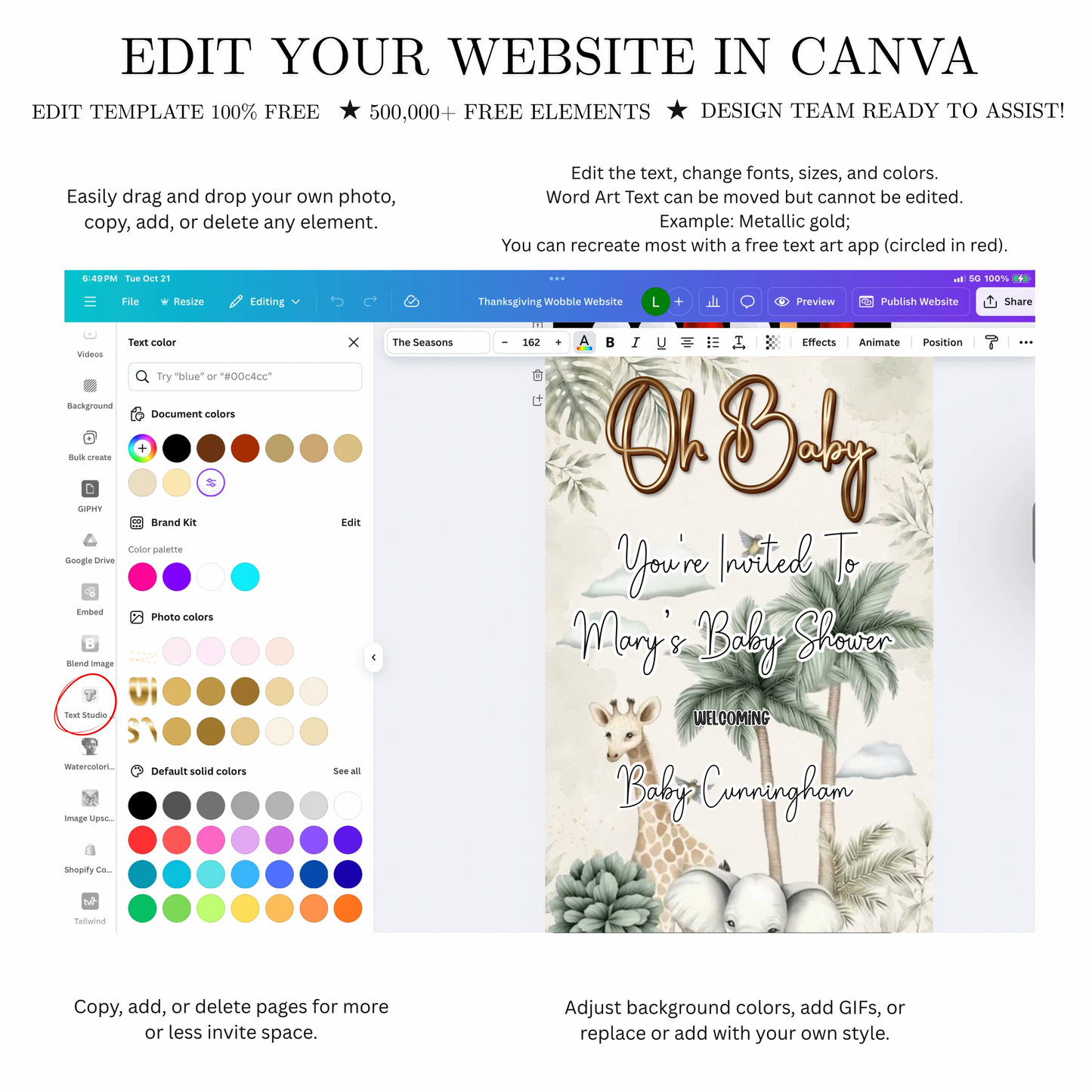 Safari Baby Shower Invitation Template
