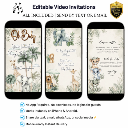 Safari Baby Shower Invitation Template
