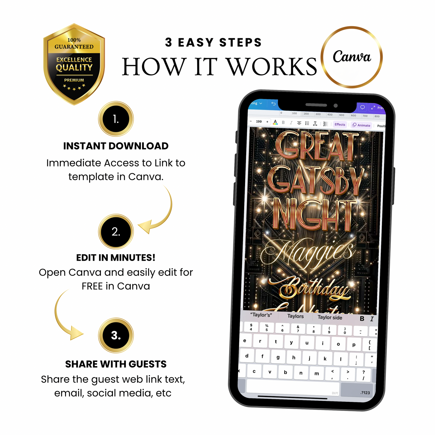 Great Gatsby Invitation Template Roaring 20s Party Video Invite
