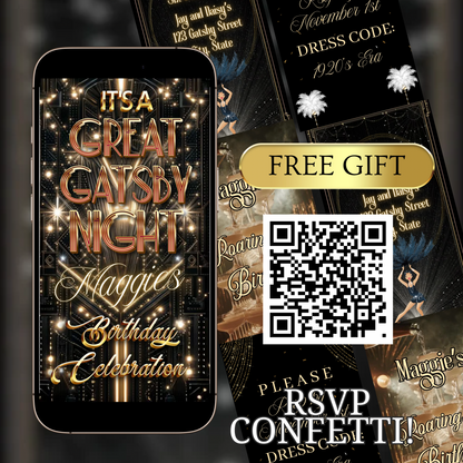 Great Gatsby Invitation Template Roaring 20s Party Video Invite