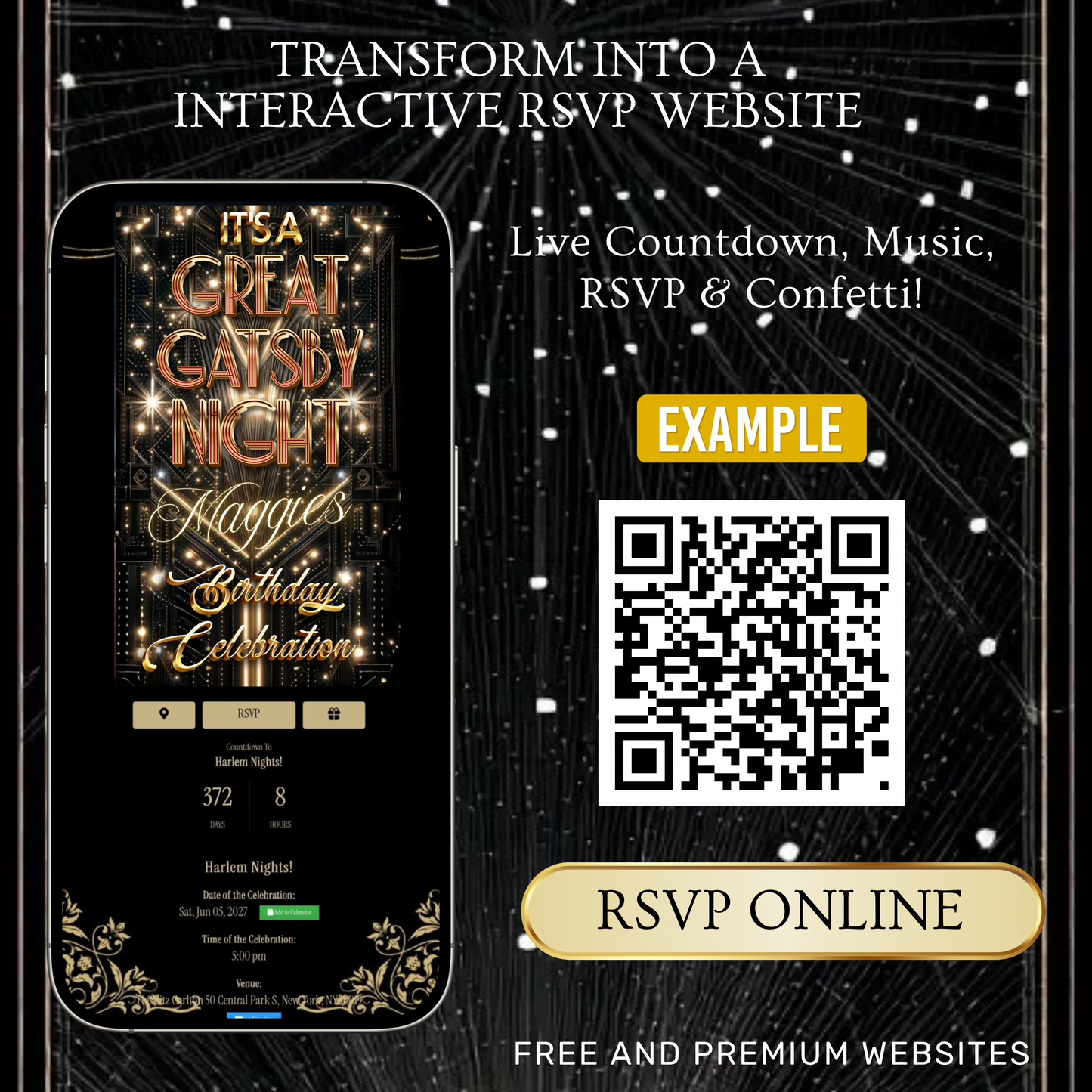 Great Gatsby Invitation Template Roaring 20s Party Video Invite