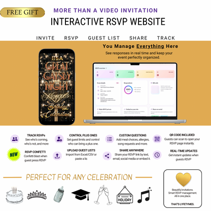 Great Gatsby Invitation Template Roaring 20s Party Video Invite