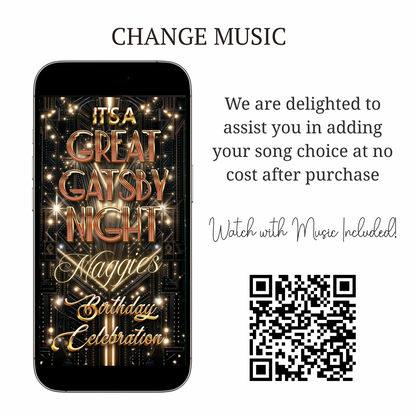 Great Gatsby Invitation Template Roaring 20s Party Video Invite