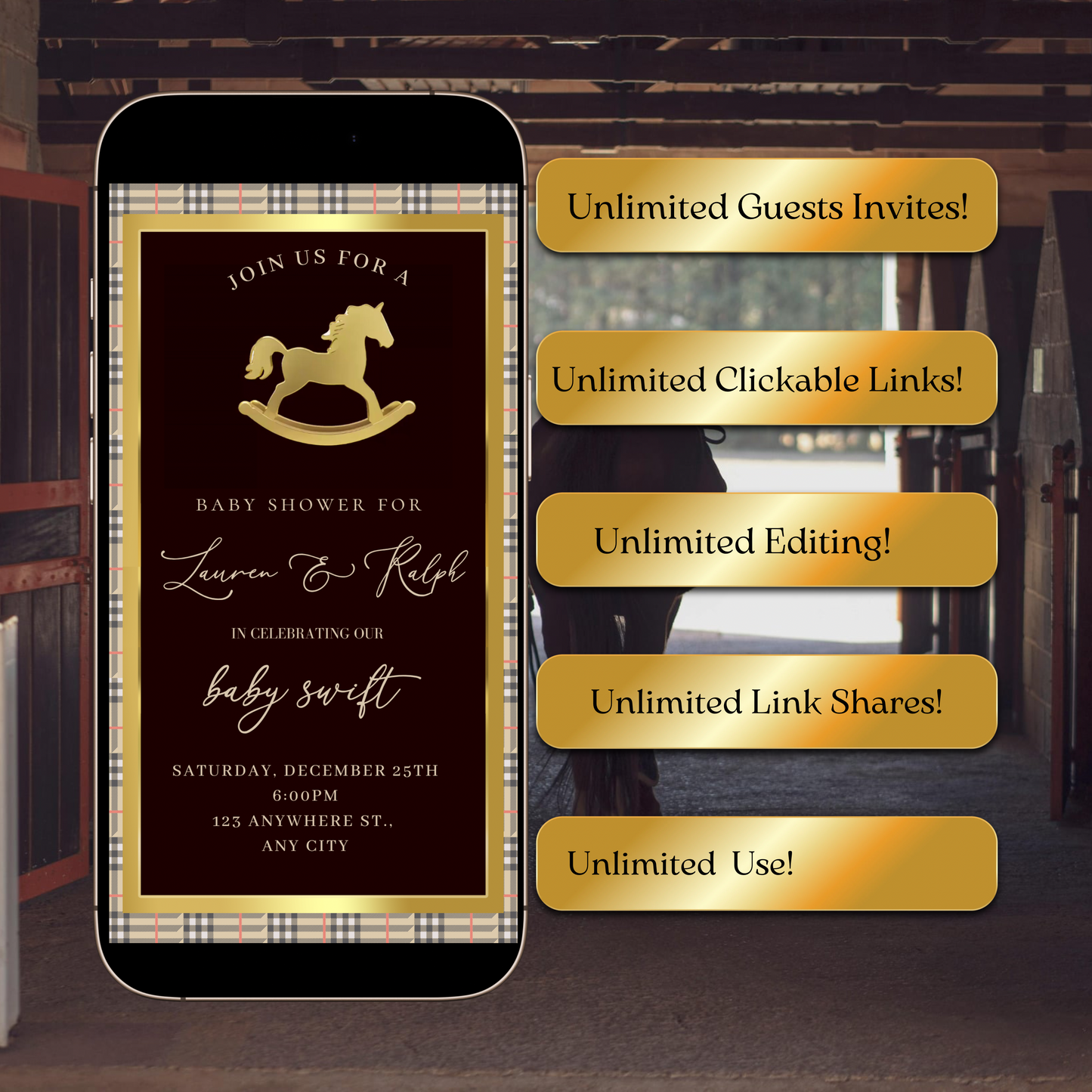 Horse Baby Shower Invitation Template Western Baby Shower Video Invite