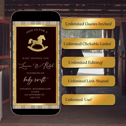 Horse Baby Shower Invitation Template Western Baby Shower Video Invite