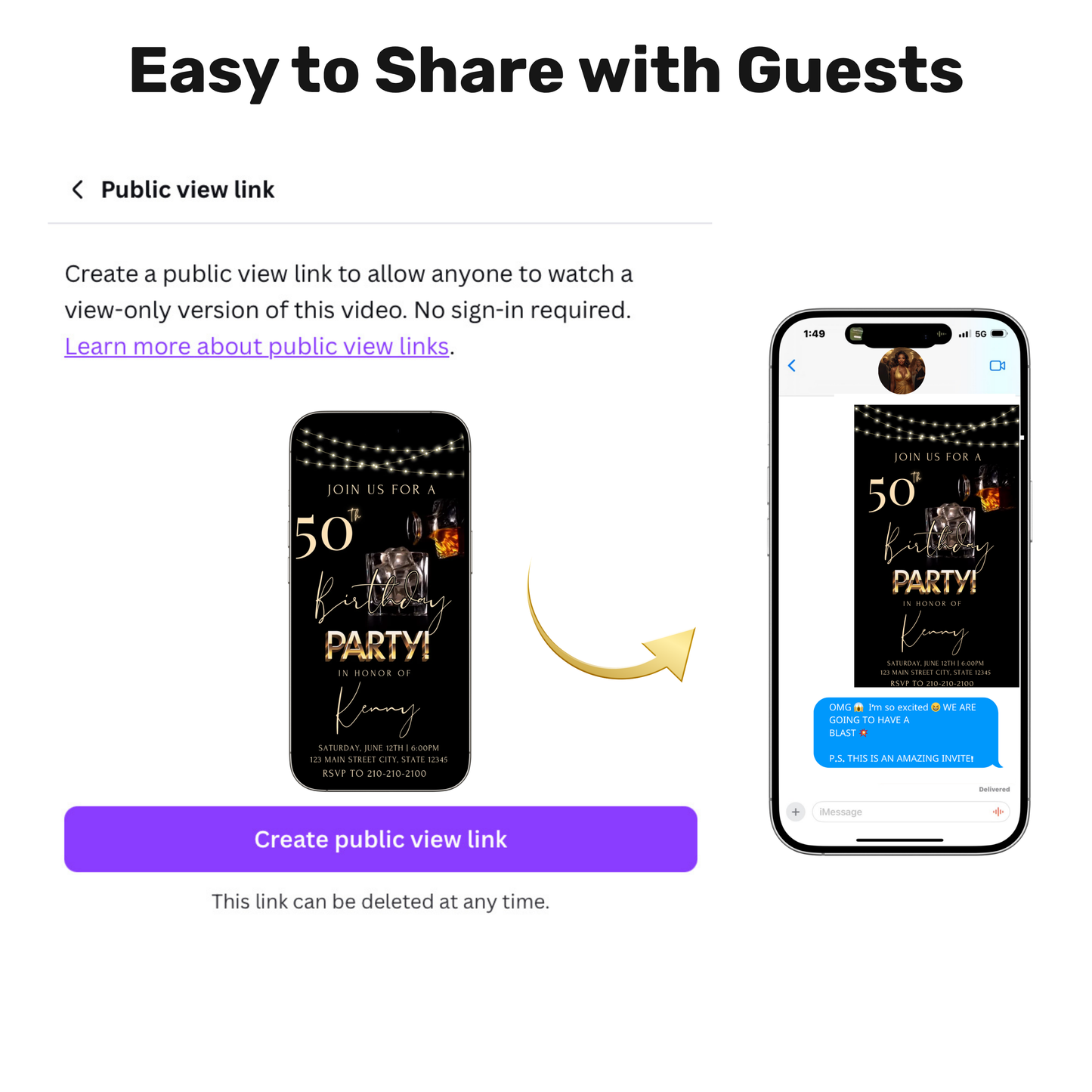 Whiskey Video Invitation | Animated Men’s Birthday Digital Evite | Editable Canva Invite Template