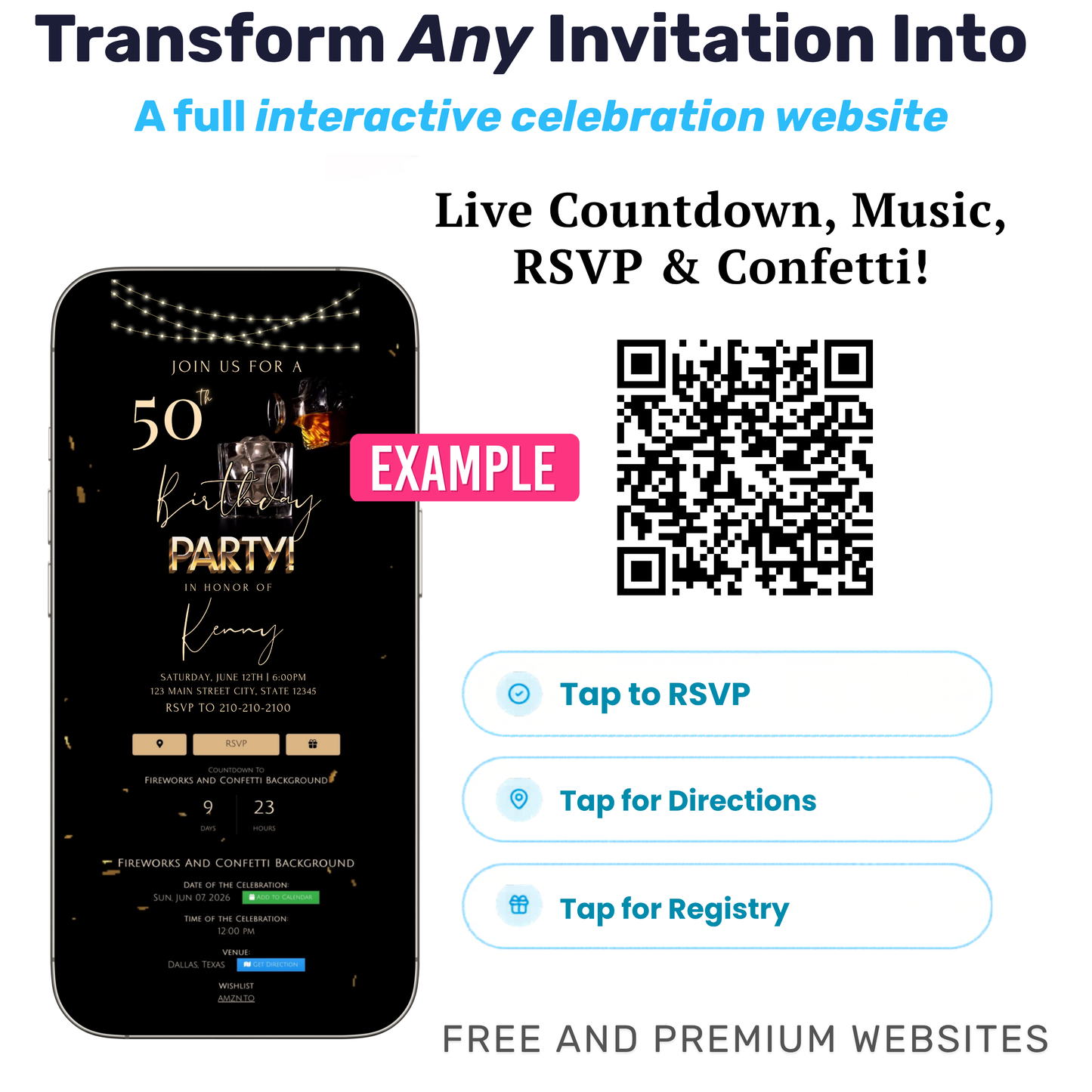 Whiskey Video Invitation | Animated Men’s Birthday Digital Evite | Editable Canva Invite Template