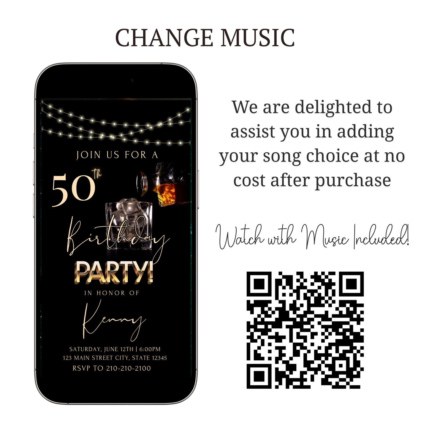 Whiskey Video Invitation | Animated Men’s Birthday Digital Evite | Editable Canva Invite Template
