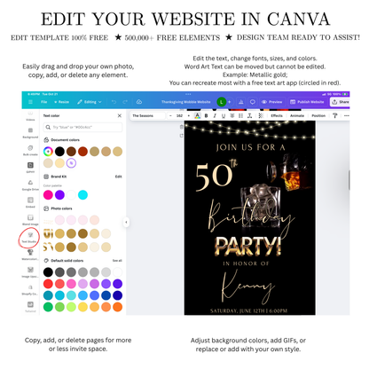 Whiskey Video Invitation | Animated Men’s Birthday Digital Evite | Editable Canva Invite Template