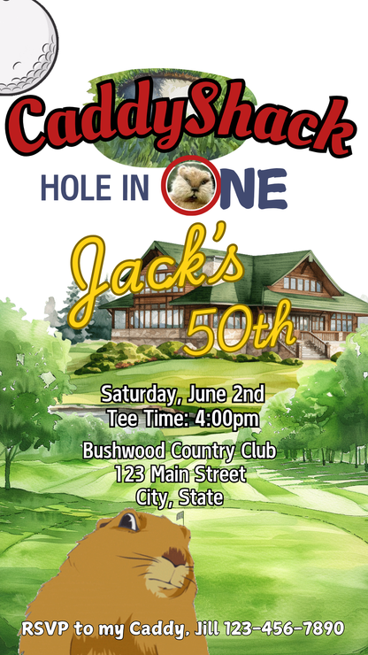 Editable text preview on golf-themed video template