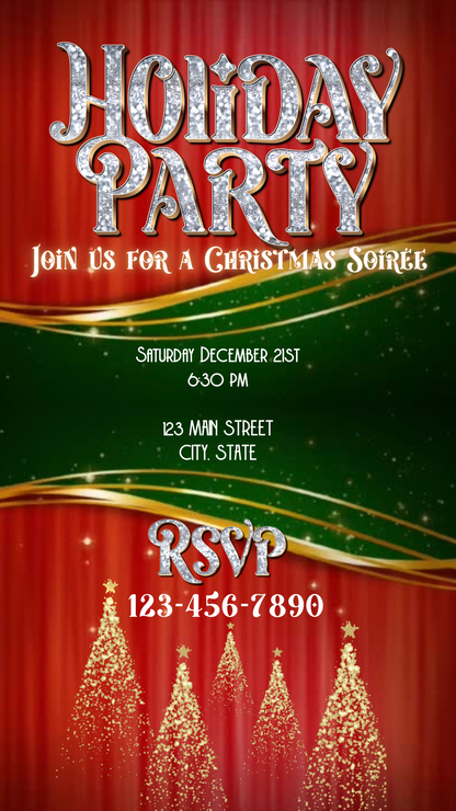 Christmas Glitter Video Invitation – Editable Elegant Christmas Evite