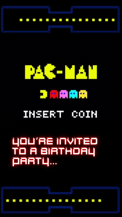 PAC man Video Invite | Animated PAC MAN Game Birthday Invite