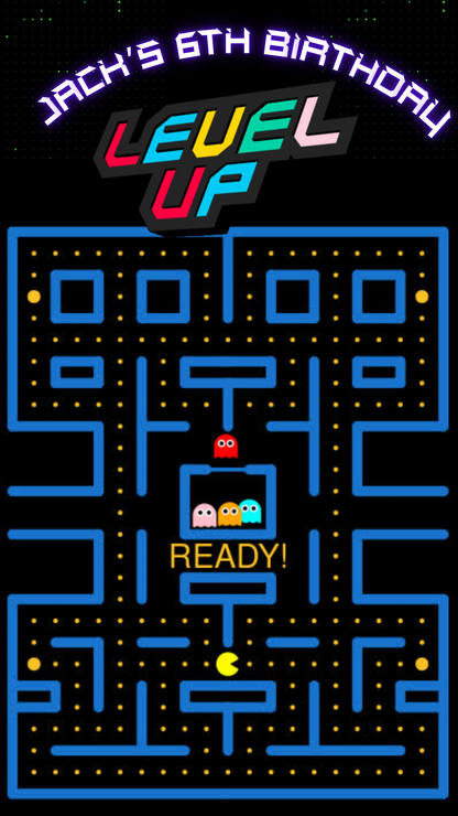 PAC man Video Invite | Animated PAC MAN Game Birthday Invite