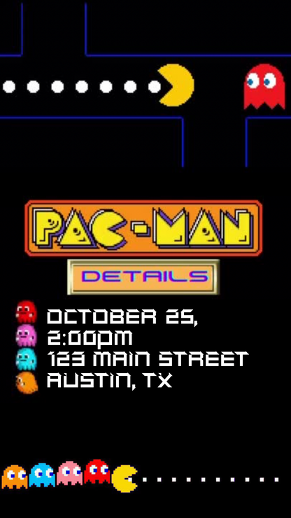 PAC man Video Invite | Animated PAC MAN Game Birthday Invite