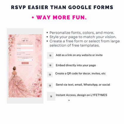 Pink Quinceañera Interactive Website Invitation