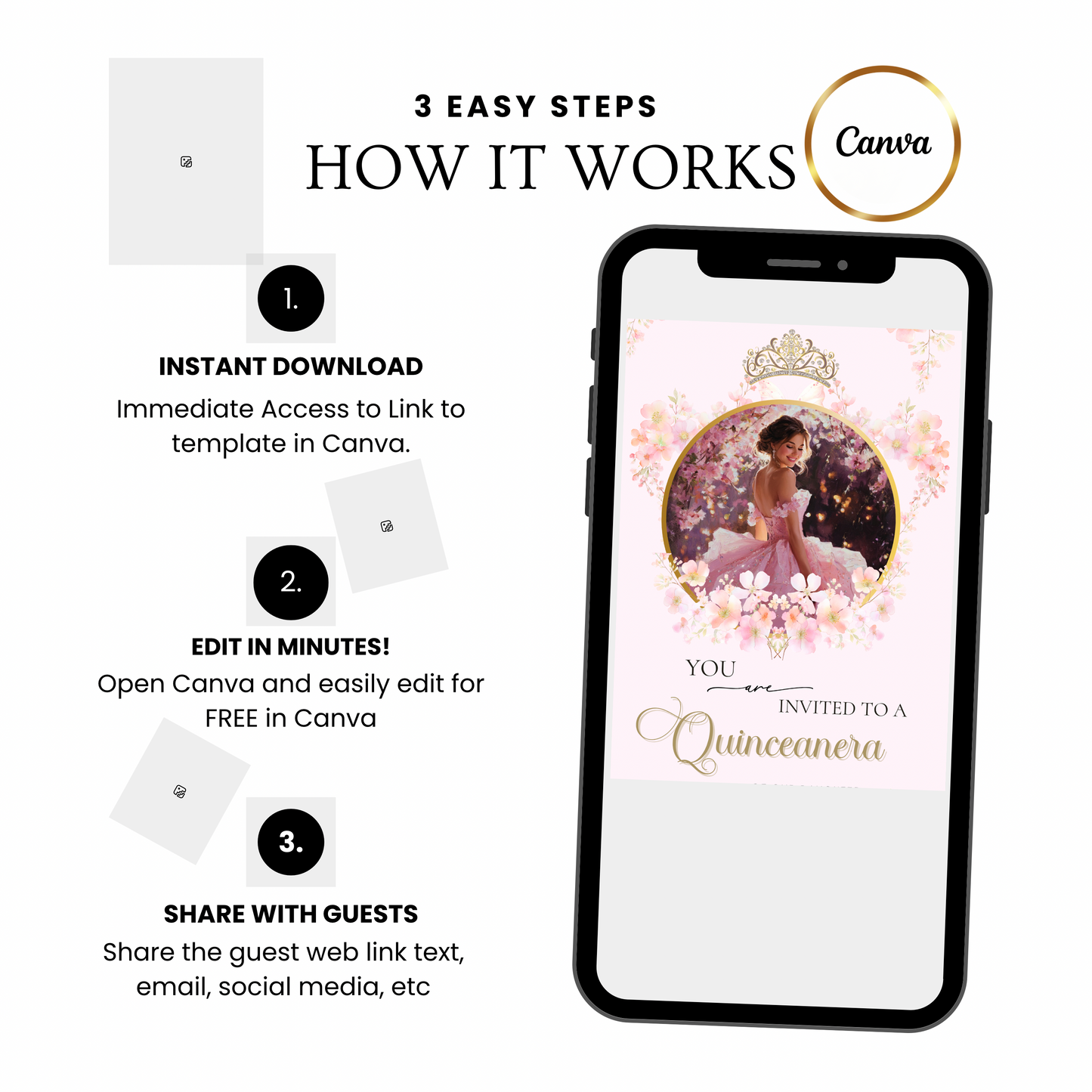 Pink Quinceañera Interactive Website Invitation