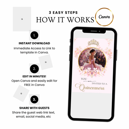 Pink Quinceañera Interactive Website Invitation