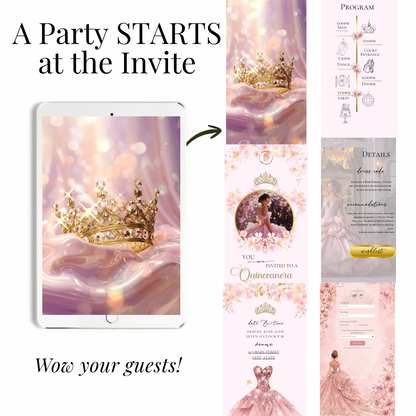 Pink Quinceañera Interactive Website Invitation
