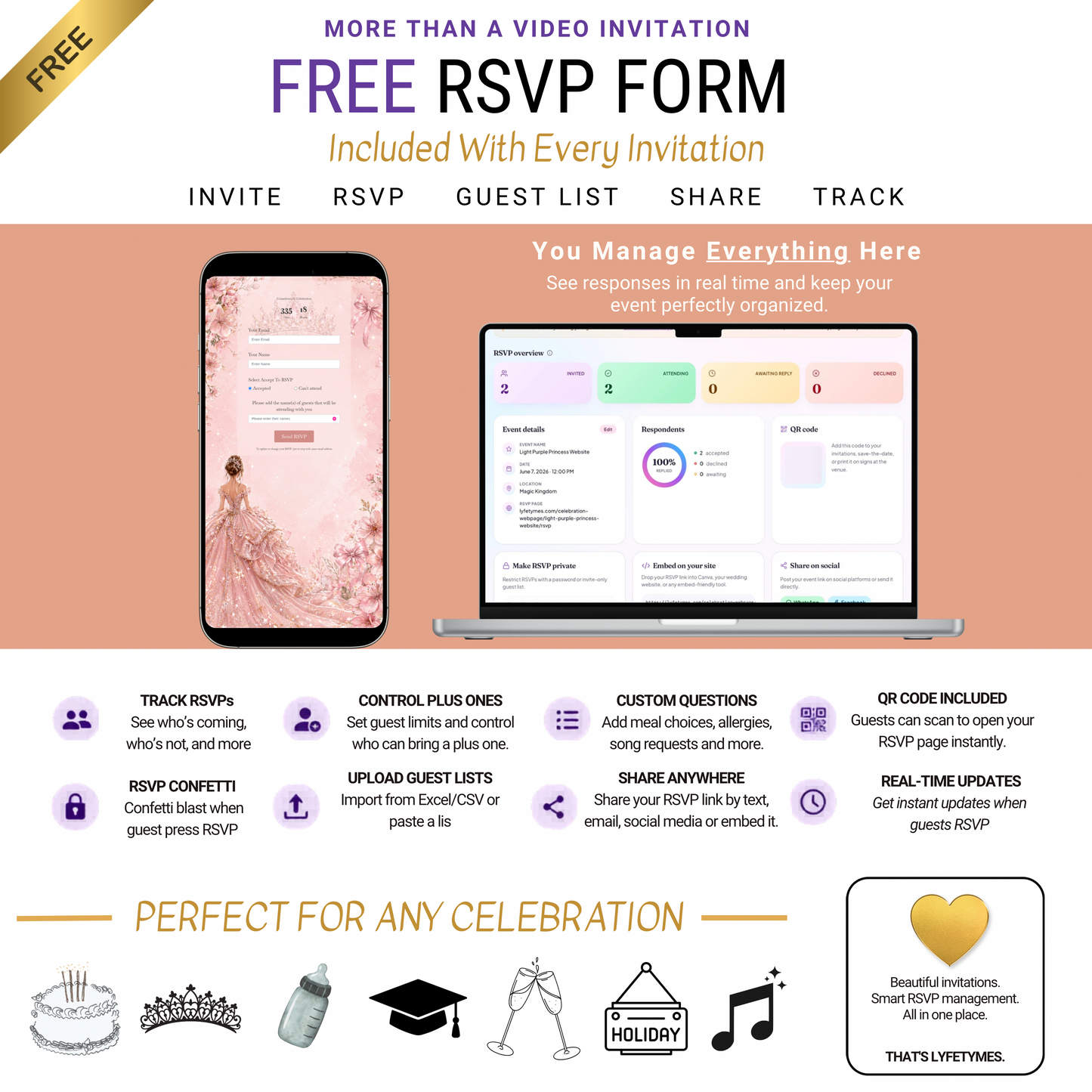 Pink Quinceañera Interactive Website Invitation