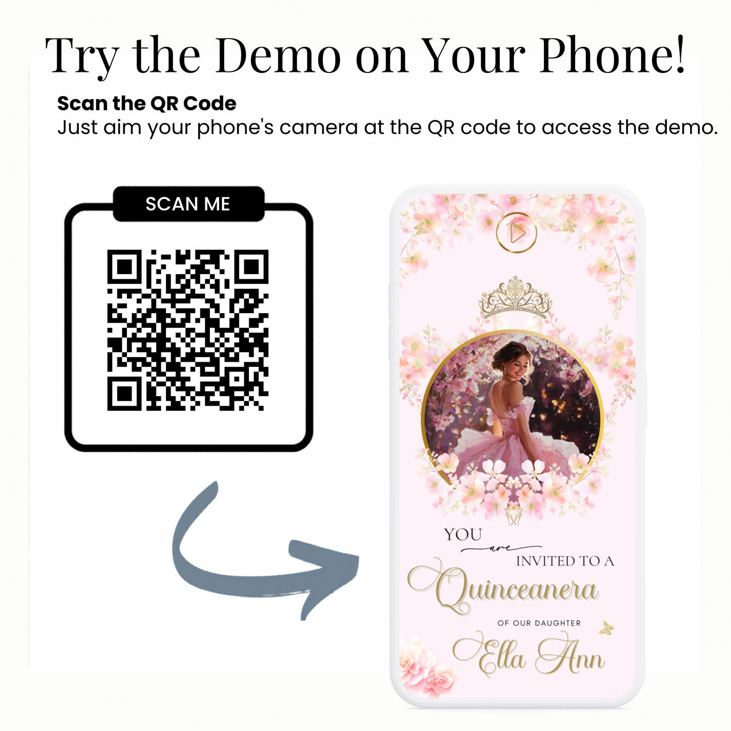 Pink Quinceañera Interactive Website Invitation