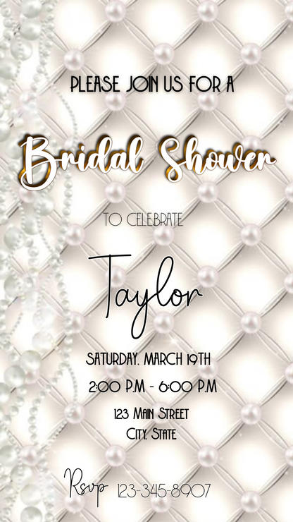 Editable text fields on elegant bridal shower invite template