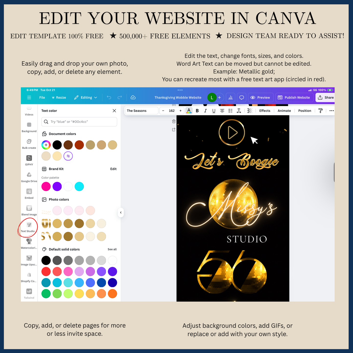 Disco Website Invitation | Soul Train RSVP Evite Website | Canva Website Template