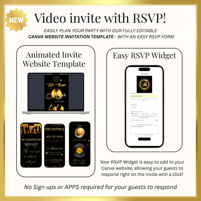 Disco Website Invitation | Soul Train RSVP Evite Website | Canva Website Template