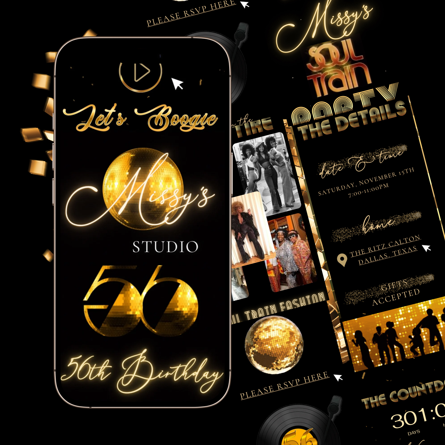 Disco Website Invitation | Soul Train RSVP Evite Website | Canva Website Template