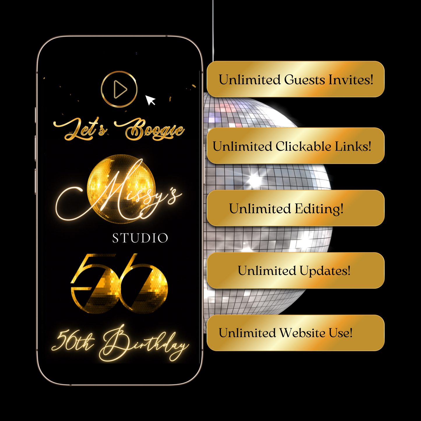 Disco Website Invitation | Soul Train RSVP Evite Website | Canva Website Template