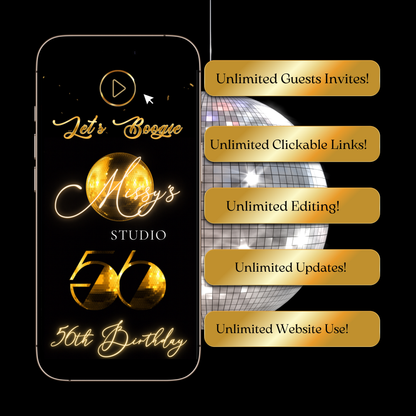 Disco Website Invitation | Soul Train RSVP Evite Website | Canva Website Template