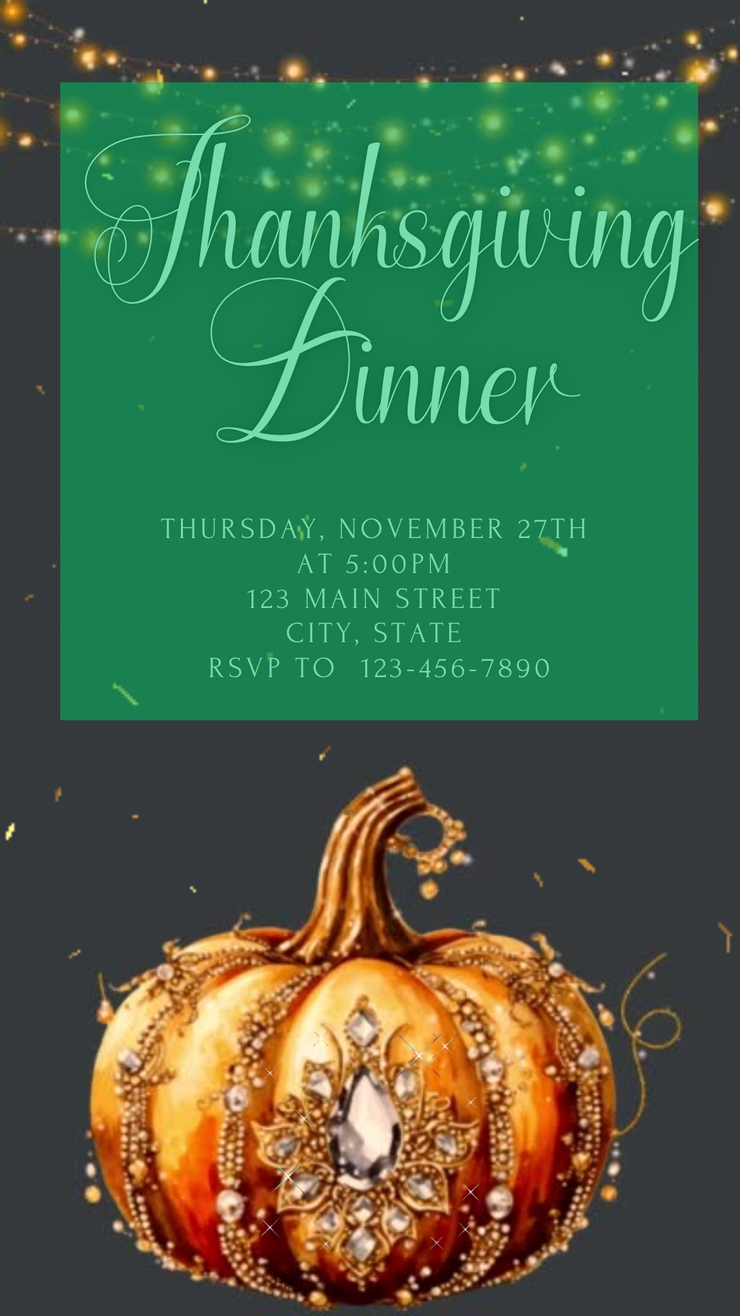Thanksgiving Video Invitation | Elegant Fall Pumpkin Editable Invite