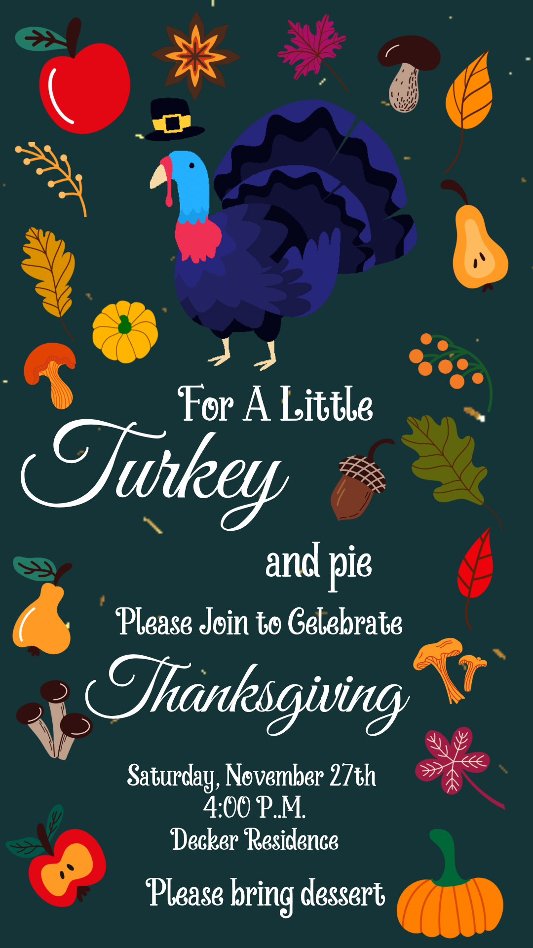 Editable Thanksgiving Video Invitation – Retro Animated Friendsgiving Digital Evite