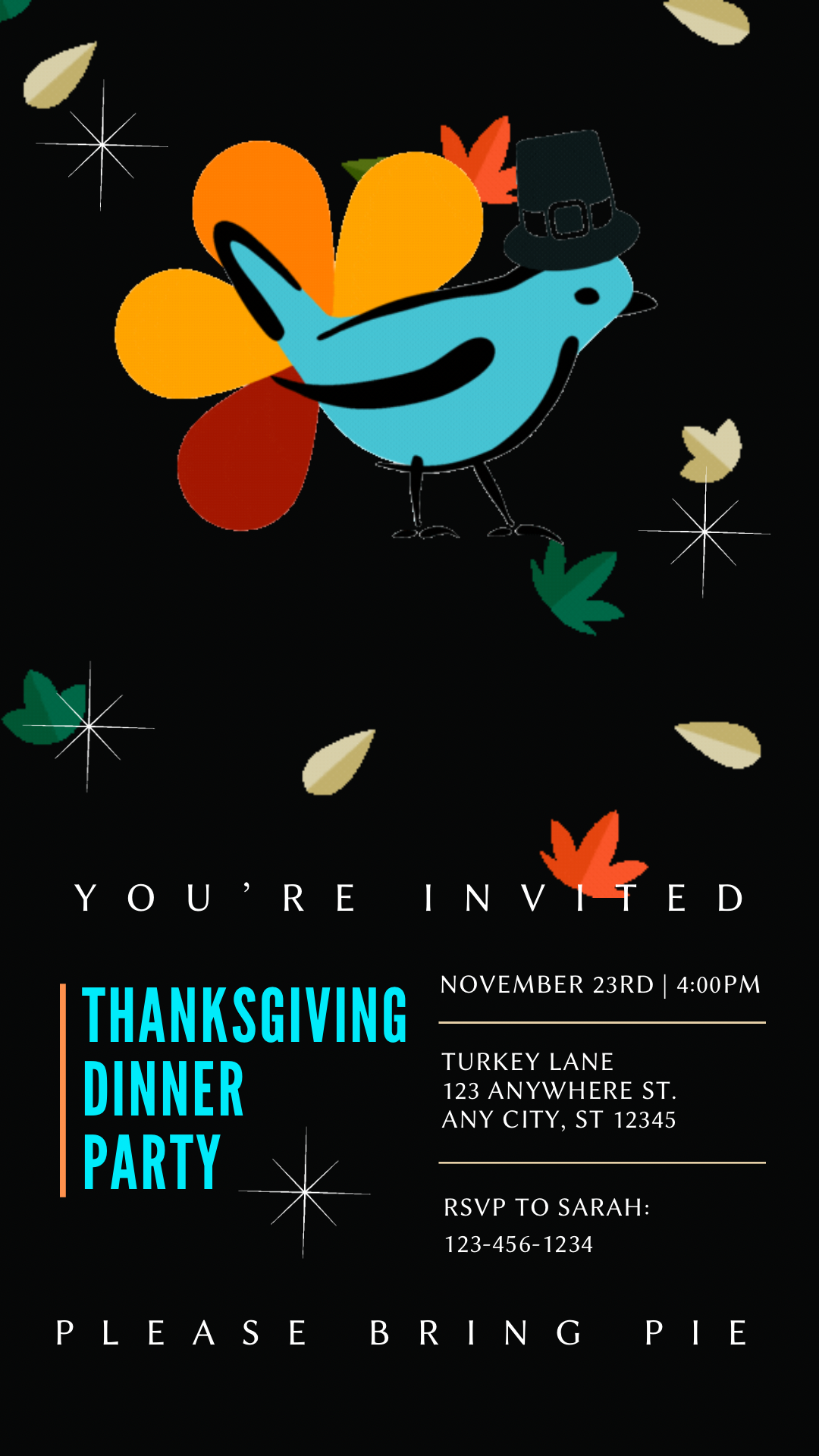 Editable Thanksgiving Video Invitation – Animated Friendsgiving Digital Evite