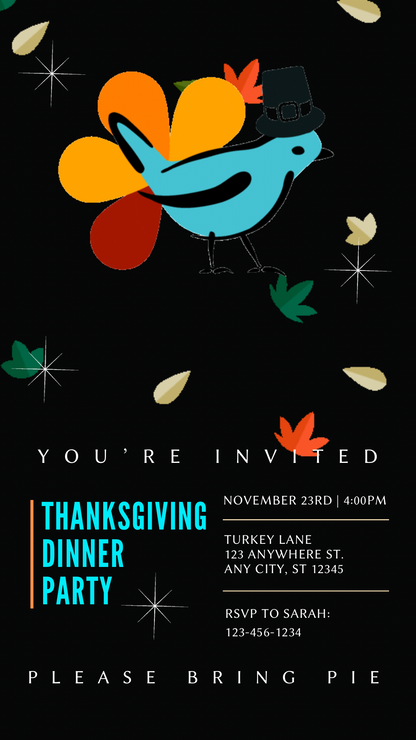 Editable Thanksgiving Video Invitation – Animated Friendsgiving Digital Evite