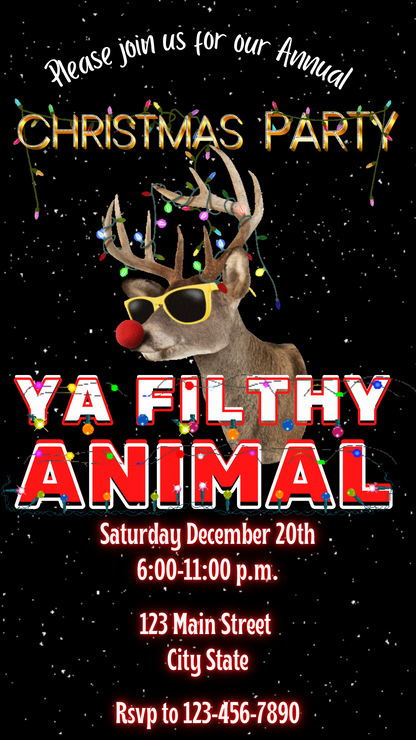 Ya Filthy Animal Christmas Video Invitation – Editable Christmas Vacation Evite