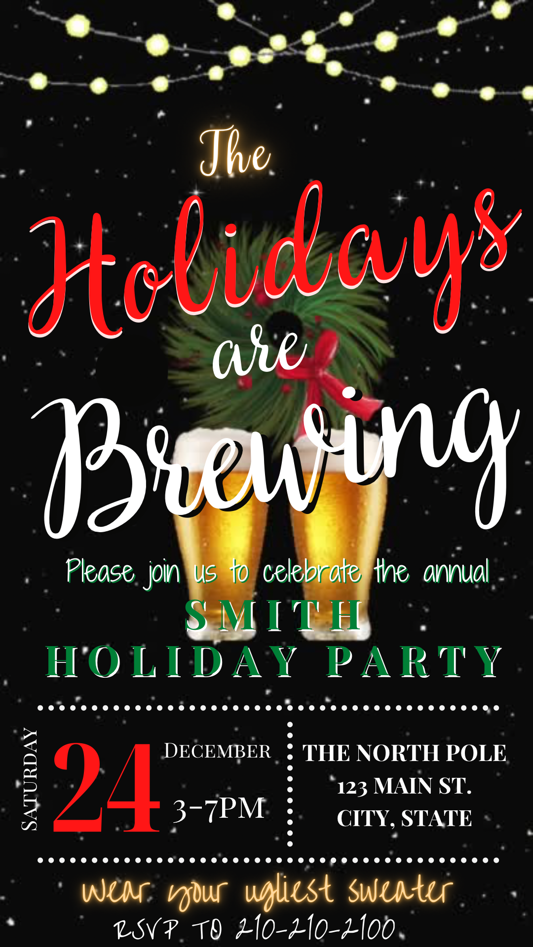 Christmas Cocktail Party Video Invitation – Editable Canva Holiday are Brewing Evite