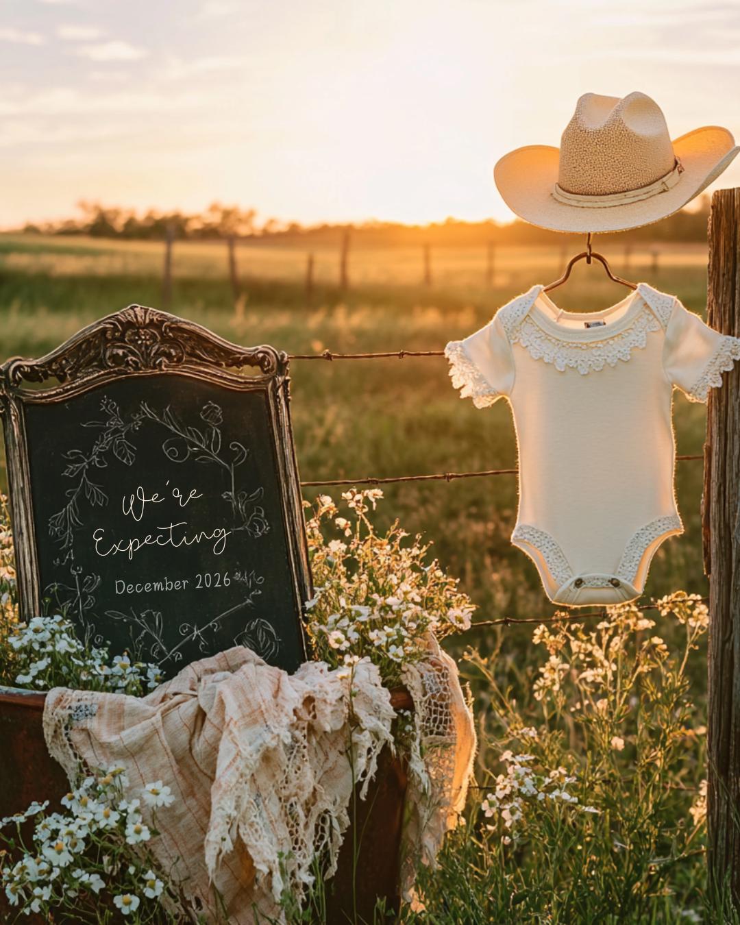 Its a girl Pregnancy Announcement - Girl Outdoor Reveal - Western Baby Reveal - Country gender reveal post