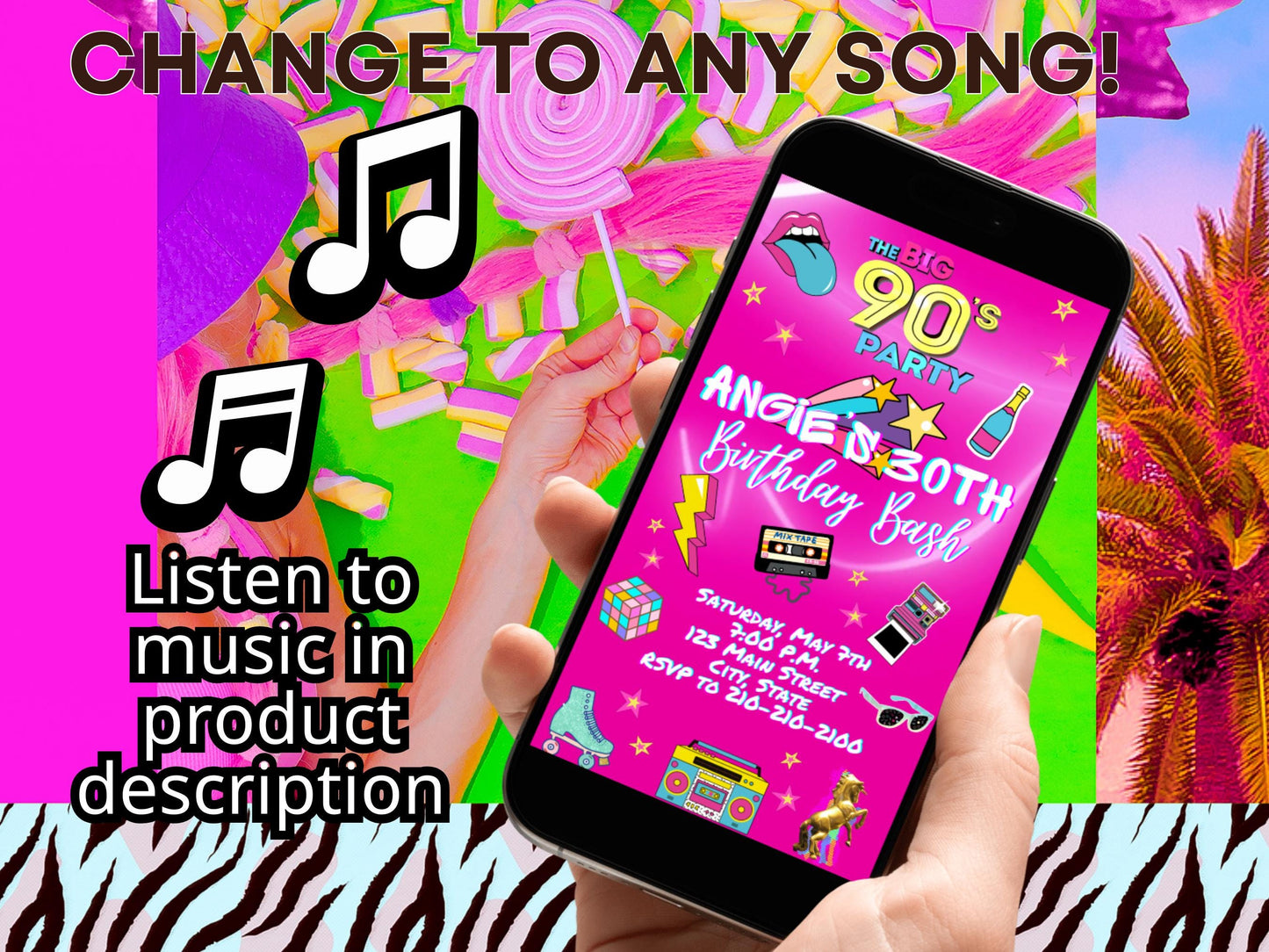 Editable 90s Video invitation | Animated Throwback 80s, 90s, 2000s