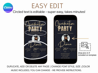 2026 Graduation Party Video Invite - Animated Graduation Photo Announcement - Grad Mobile Phone Evite